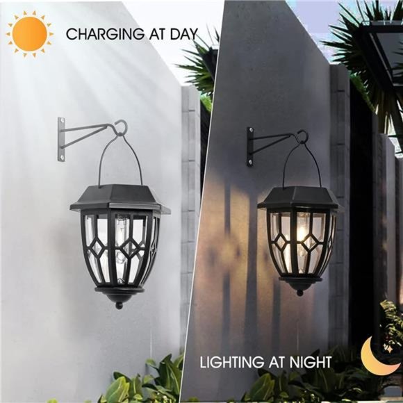 Solar Lanterns Outdoor Waterproof,Solar Wall Lights Outdoor, Hanging Solar Light - Picture 4 of 7